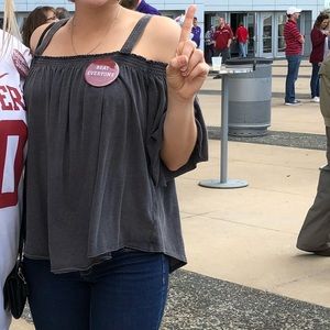 Free People gray off the shoulder shirt with strap